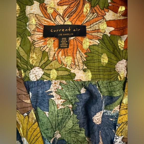 Anthropologie Current Air Floral Shine Duster Kimono in Olive in One Size - Picture 8 of 8